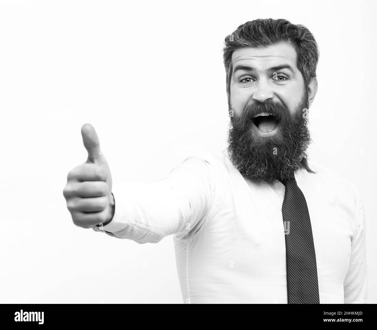 Emozioni umane positive, espressioni facciali. Ritratto di uomo eccitato gesturing. Foto Stock