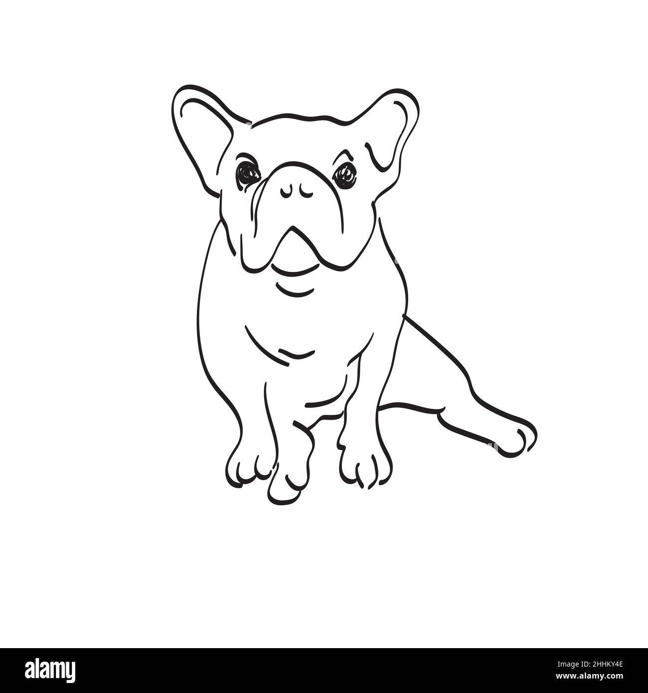 bulldog sitting illustrazione vettore disegnato a mano isolato su sfondo bianco art. Illustrazione Vettoriale