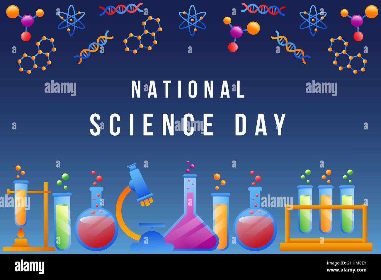 sfuma la giornata nazionale della scienza con l'elemento scientifico Illustrazione Vettoriale