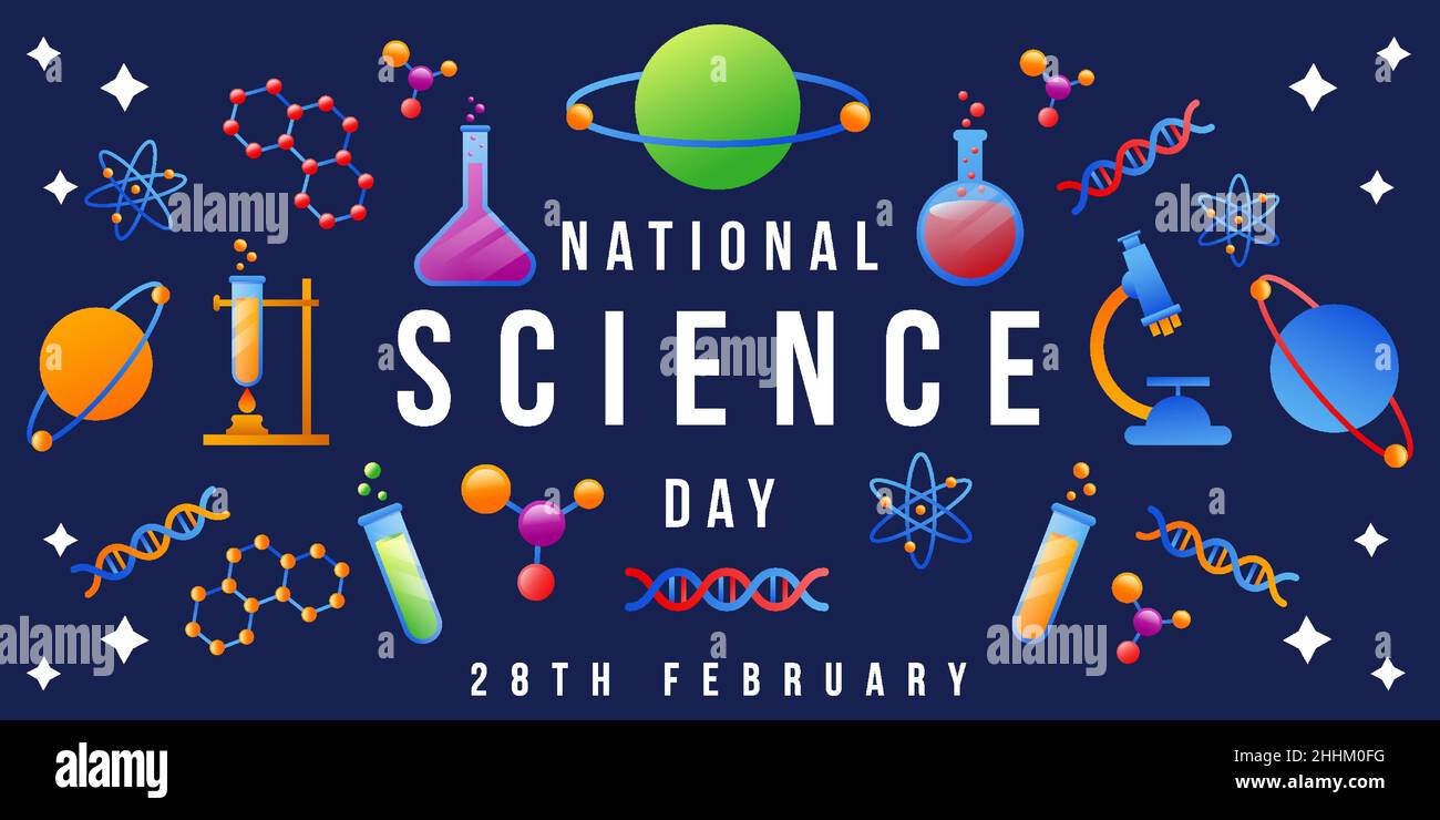 gradiente nazionale giornata scientifica sfondo con molti elementi scientifici Illustrazione Vettoriale
