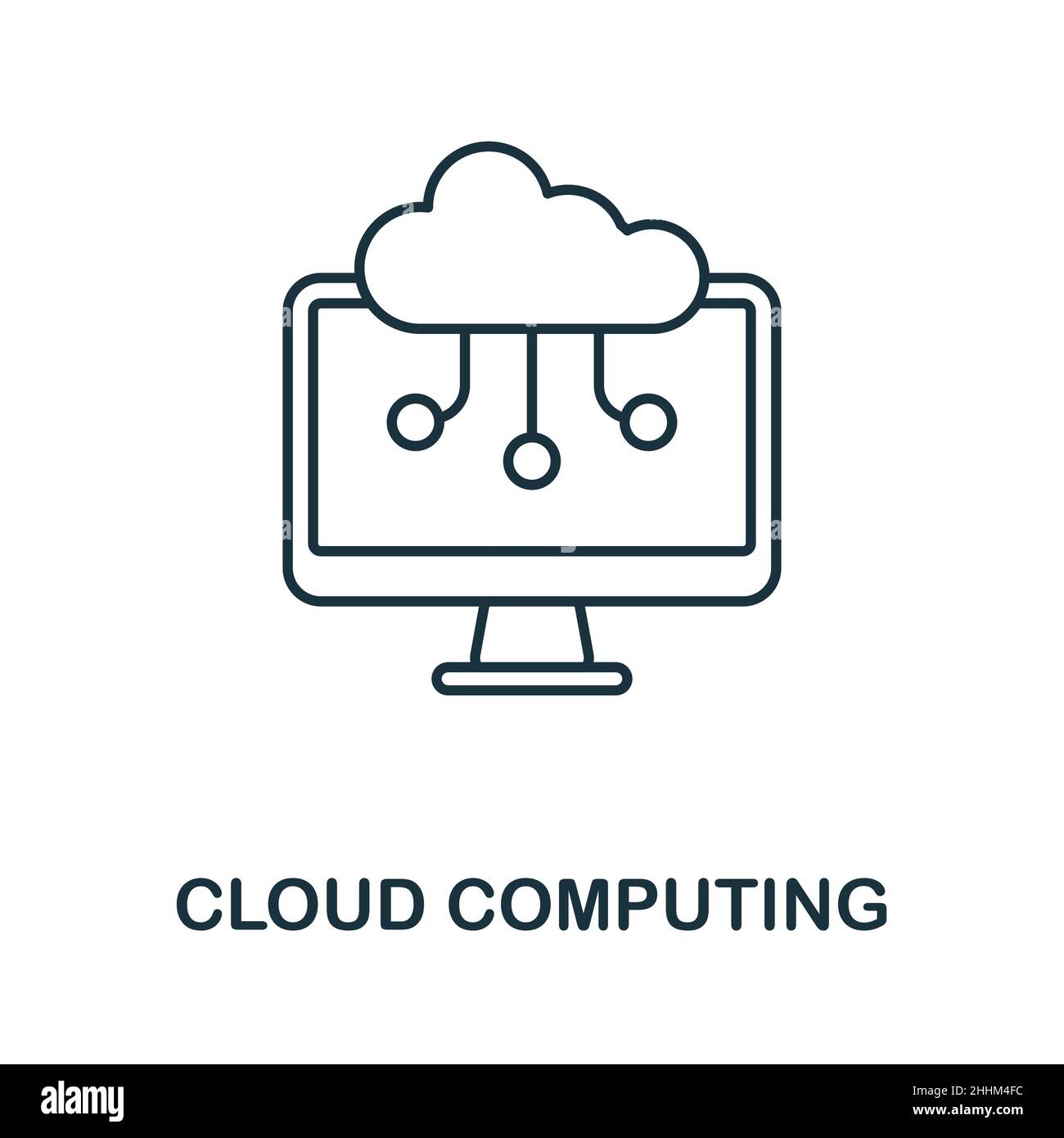 Icona Cloud Computing. Elemento di linea della collezione Industry 4,0. Icona di Linear Cloud Computing per la progettazione Web, l'infografia e altro ancora. Illustrazione Vettoriale