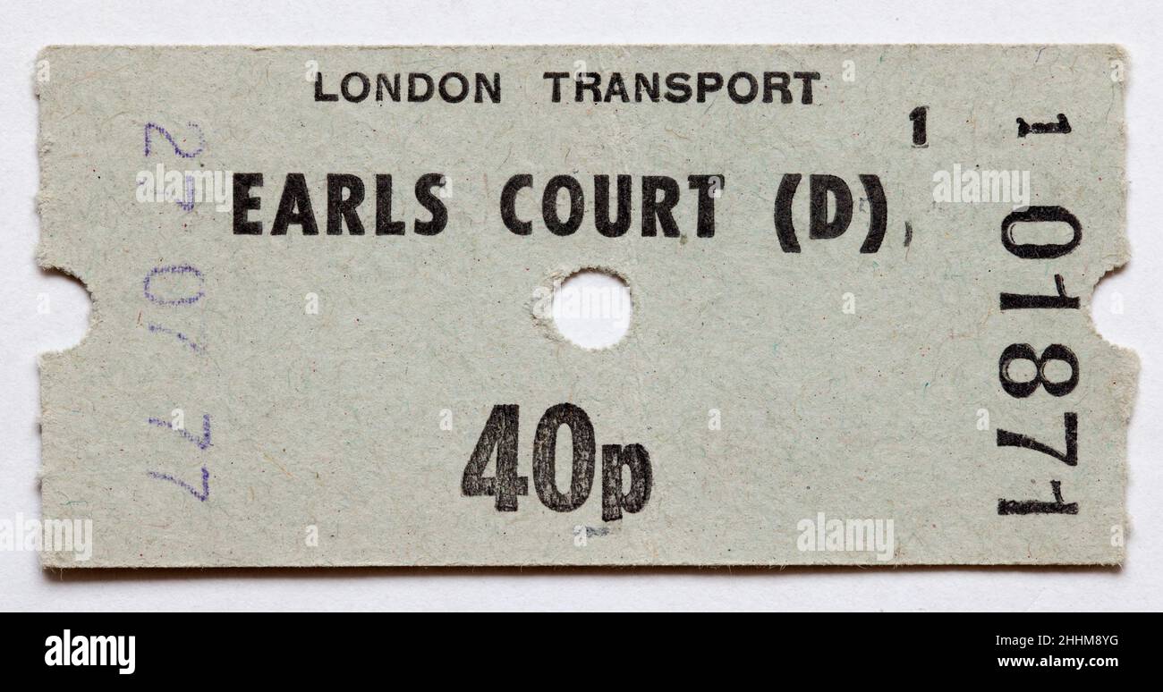 Biglietto del treno della metropolitana Vintage 1970s di Londra - Foto Stock