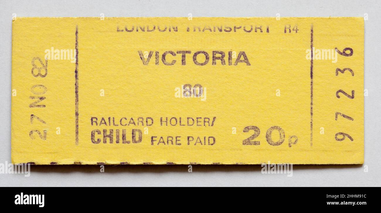 Biglietto vintage 1970s London Underground Railway - Victoria Foto Stock