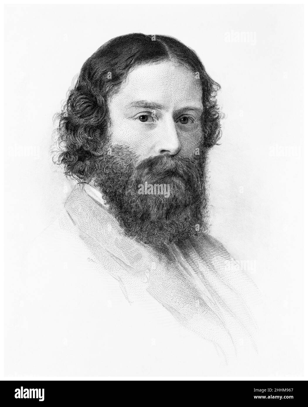 James Russell Lowell (1819-1891), poeta romantico americano, critico, redattore e diplomatico, incisione ritratto di John Angel James Wilcox dopo Samuel Worcester Rowse, 1894 Foto Stock