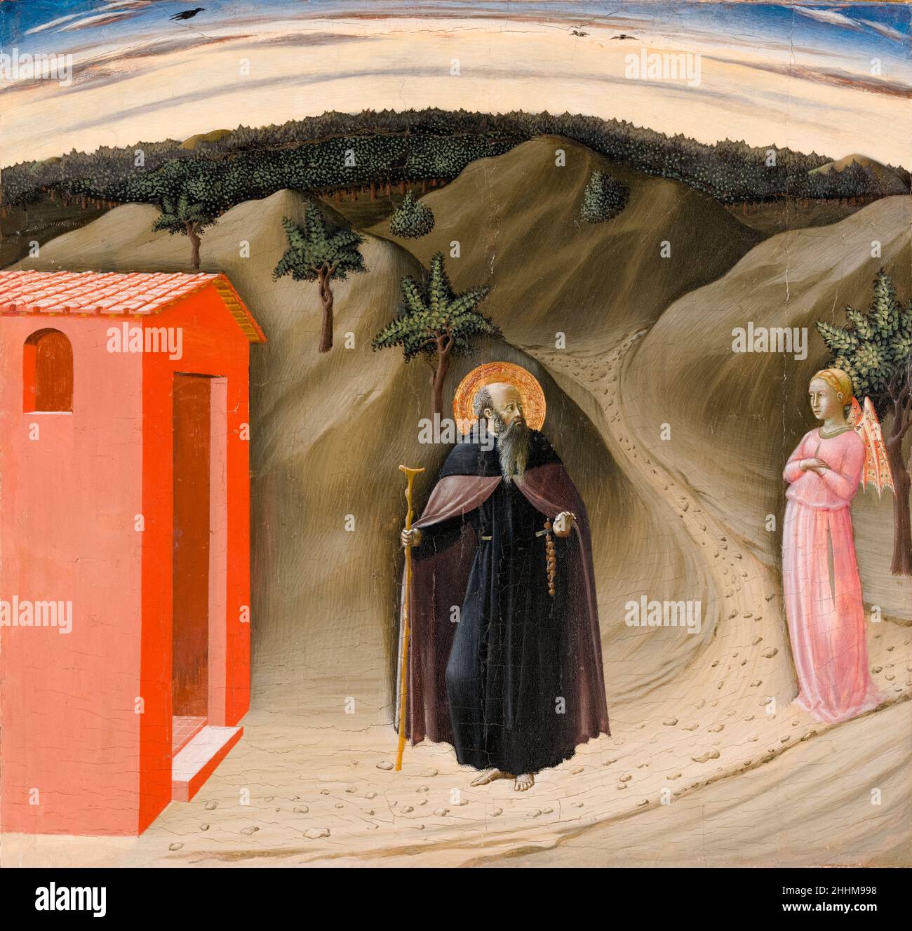 La tentazione di Sant'Antonio Abate, dipinto dal Maestro del Trittico dell'Ostservoanza, 1435-1440 Foto Stock