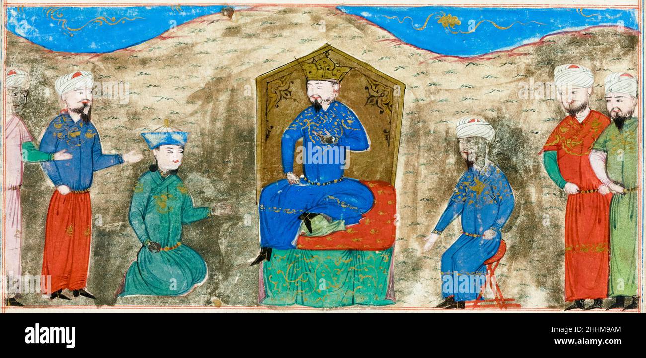 Toghrul III (- morto nel 1194), sultano dell'Impero Seljuk, ritratto di un manoscritto afghano del 15th secolo, circa nel 1425 Foto Stock