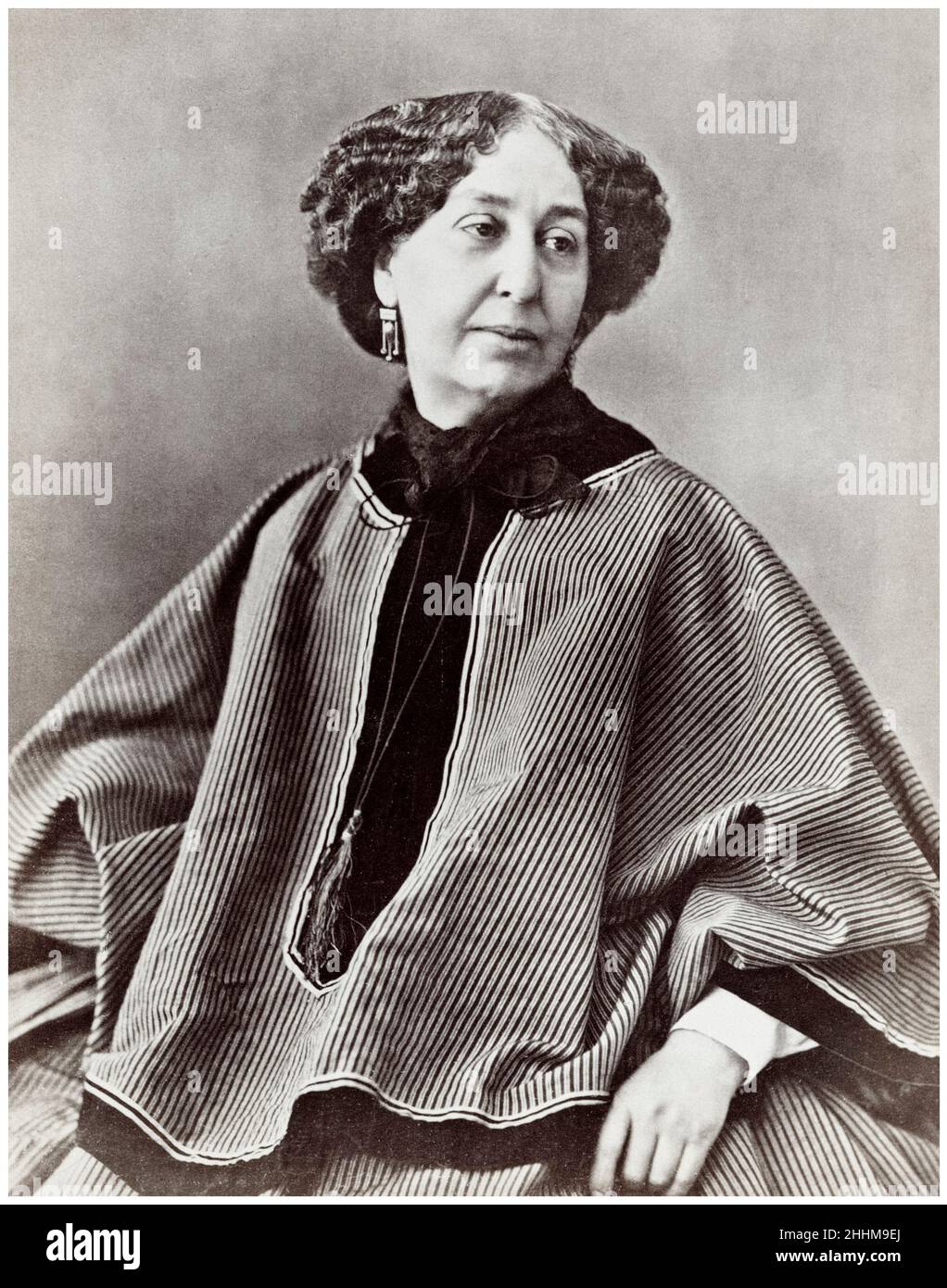 George Sand (Amantine Lucile Aurore Dupin), (1804-1876), romanziere, scrittore e giornalista francese, ritratto fotografico di Felix Nadar, 1864 Foto Stock