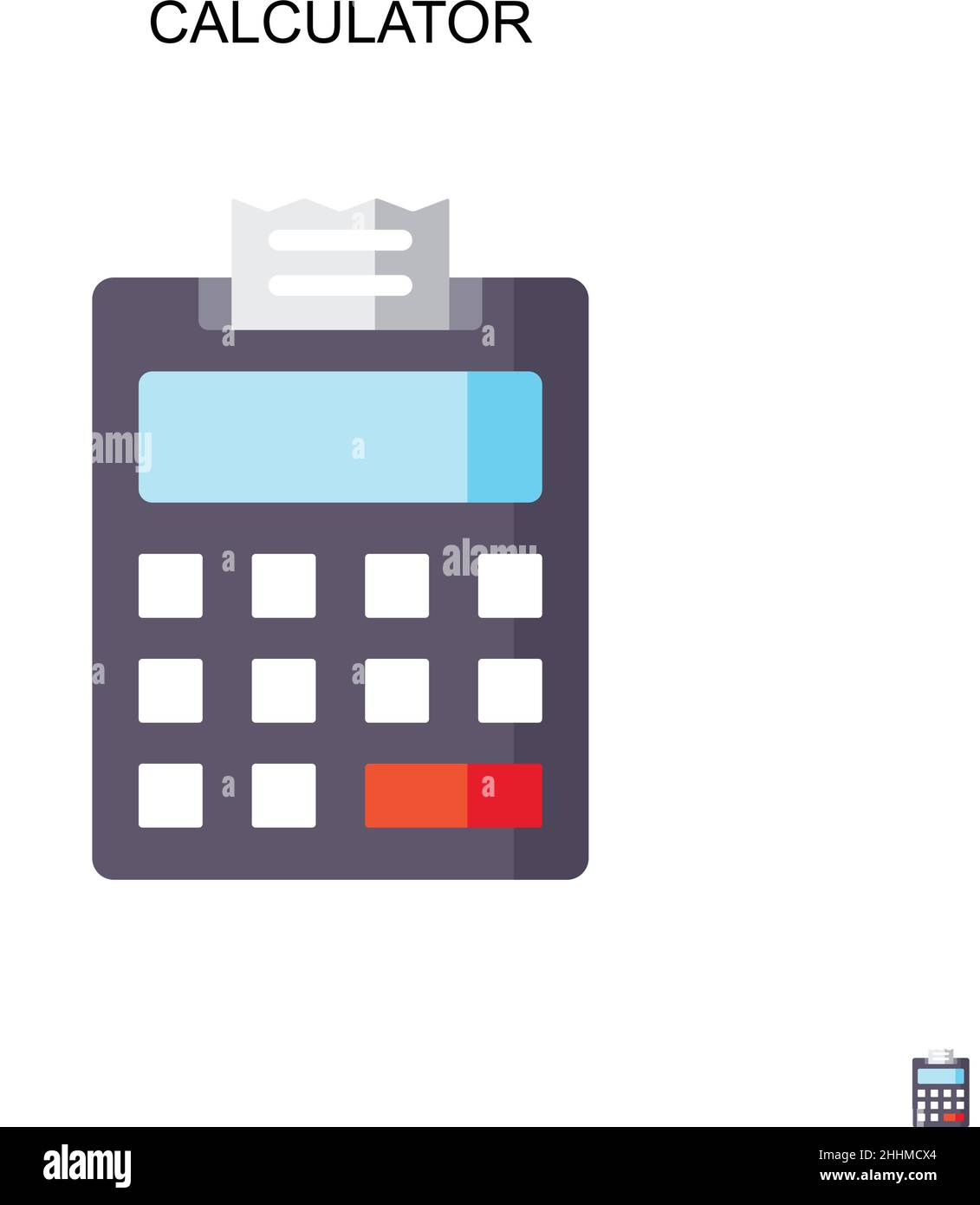 Calcolatrice semplice icona vettoriale.colore perfetto pittogramma moderno su tratto modificabile. Icone della calcolatrice per il vostro progetto aziendale Illustrazione Vettoriale