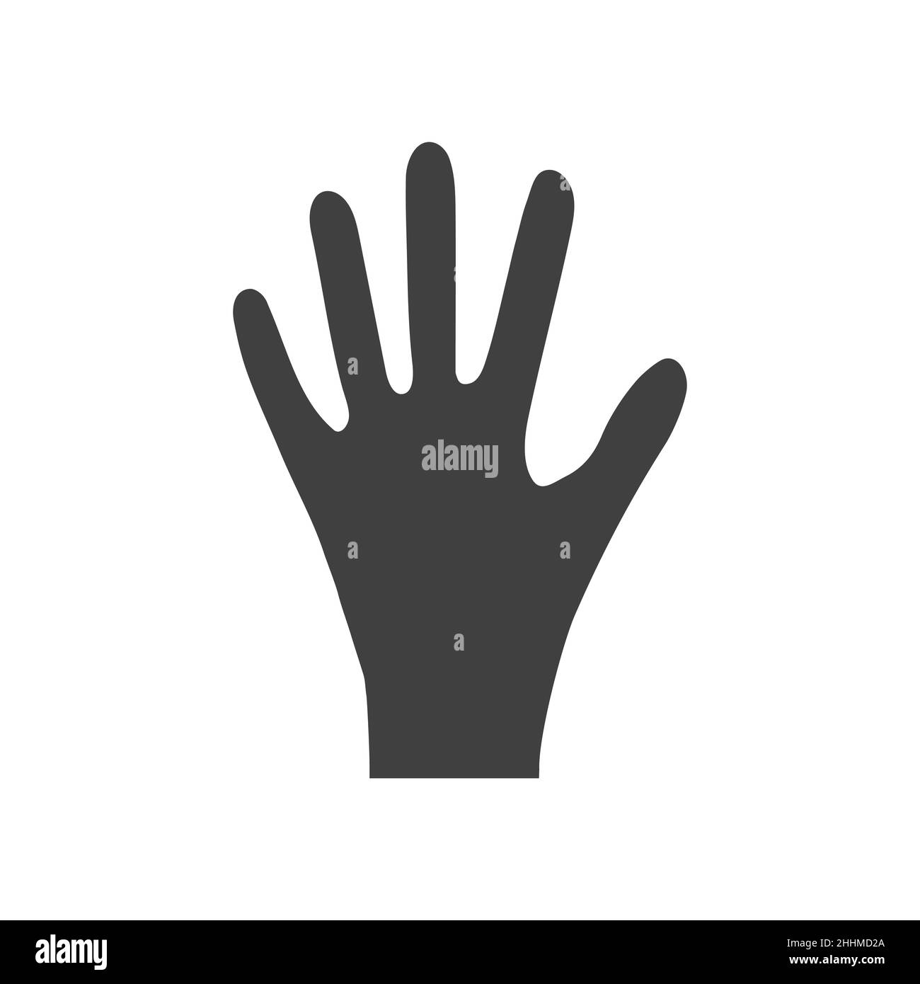Icona mano umana. Silhouette della mano isolata su sfondo bianco. Stop, ban, block. Non toccare il simbolo. Segno di divieto. Illustrazione vettoriale Illustrazione Vettoriale