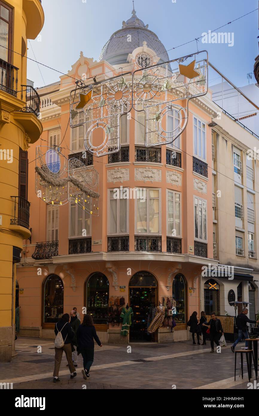 Bellissimo edificio in stile art nouveau nel centro storico di Malaga, Andalusia, spagna Foto Stock