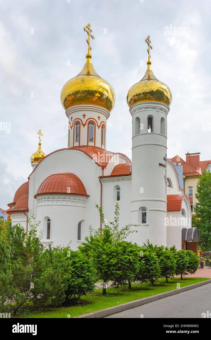 Chiesa ortodossa dell'Ascensione del Signore nella città di Guryevsk, regione di Kaliningrad Foto Stock