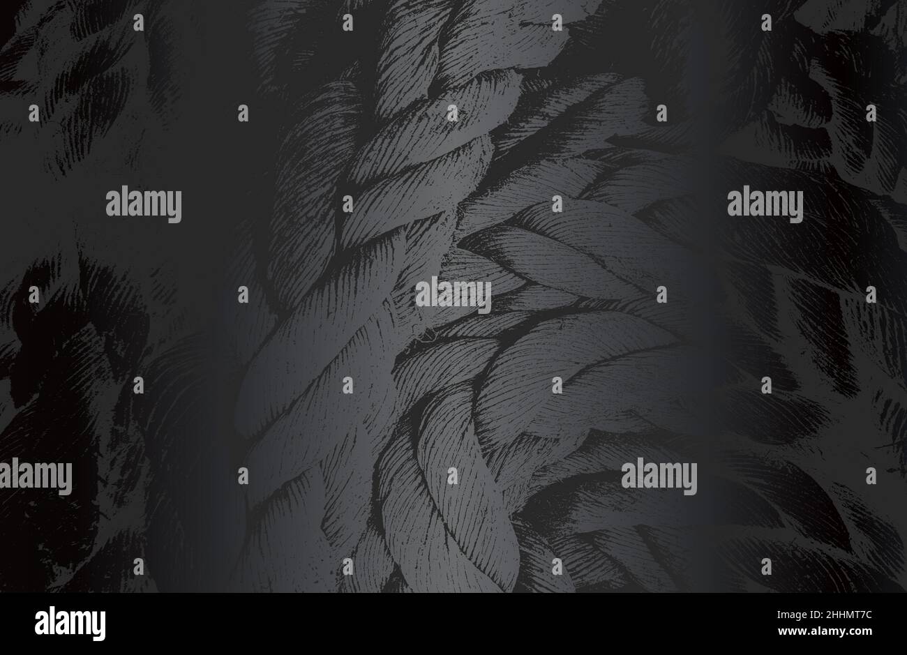 Sfondo a gradiente in metallo nero di lusso con corda intrecciata in difficoltà, struttura del cavo. Illustrazione vettoriale Illustrazione Vettoriale