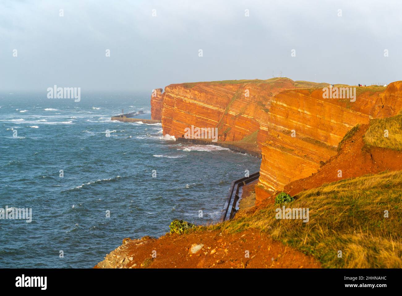 Forti tempeste invernali hi l'unica isola tedesca d'alto mare Heligoland nel Mare del Nord, Germania settentrionale, Europa centrale Foto Stock