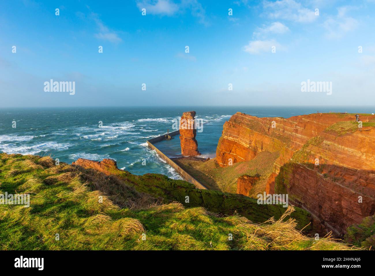 Forti tempeste invernali hi l'unica isola tedesca d'alto mare Heligoland nel Mare del Nord, Germania settentrionale, Europa centrale Foto Stock