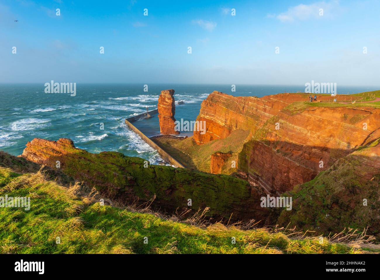 Forti tempeste invernali hi l'unica isola tedesca d'alto mare Heligoland nel Mare del Nord, Germania settentrionale, Europa centrale Foto Stock