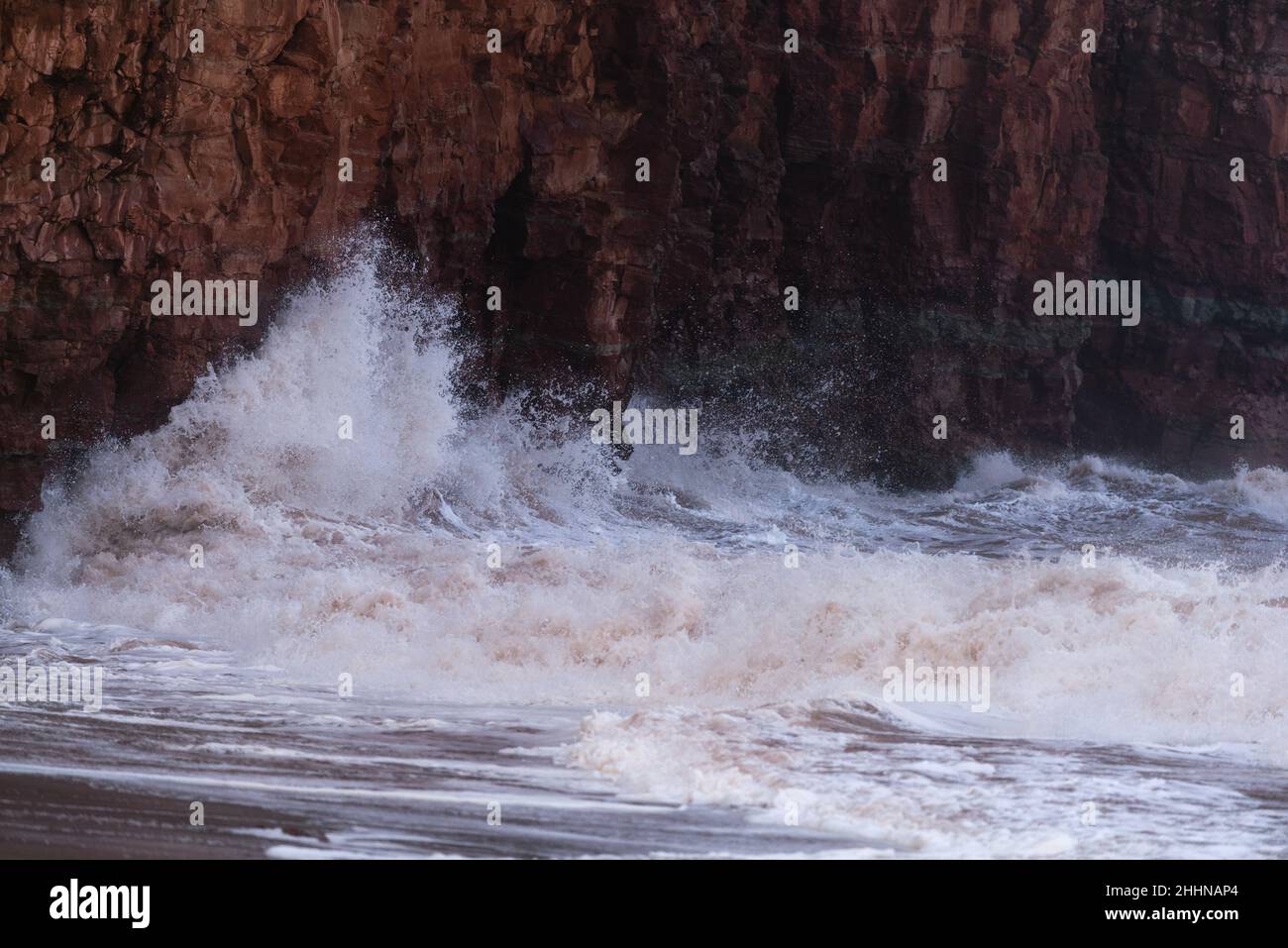 Forti tempeste invernali hi l'unica isola tedesca d'alto mare Heligoland nel Mare del Nord, Germania settentrionale, Europa centrale Foto Stock