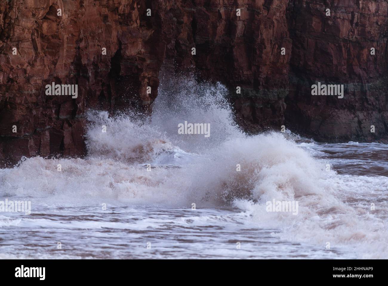 Forti tempeste invernali hi l'unica isola tedesca d'alto mare Heligoland nel Mare del Nord, Germania settentrionale, Europa centrale Foto Stock