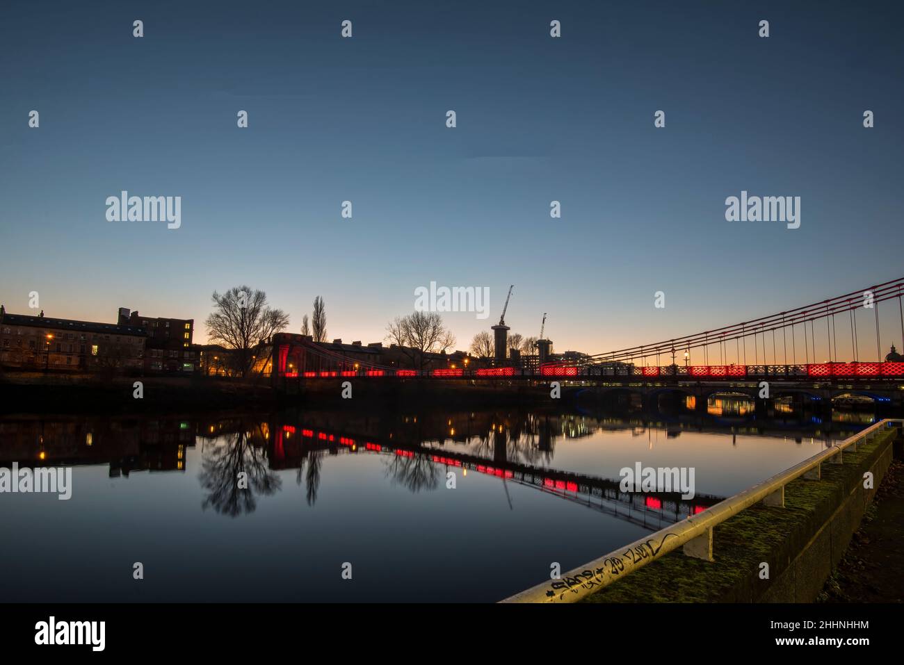 Portland Street Suspension Bridge sul fiume Clyde a Glasgow Foto Stock