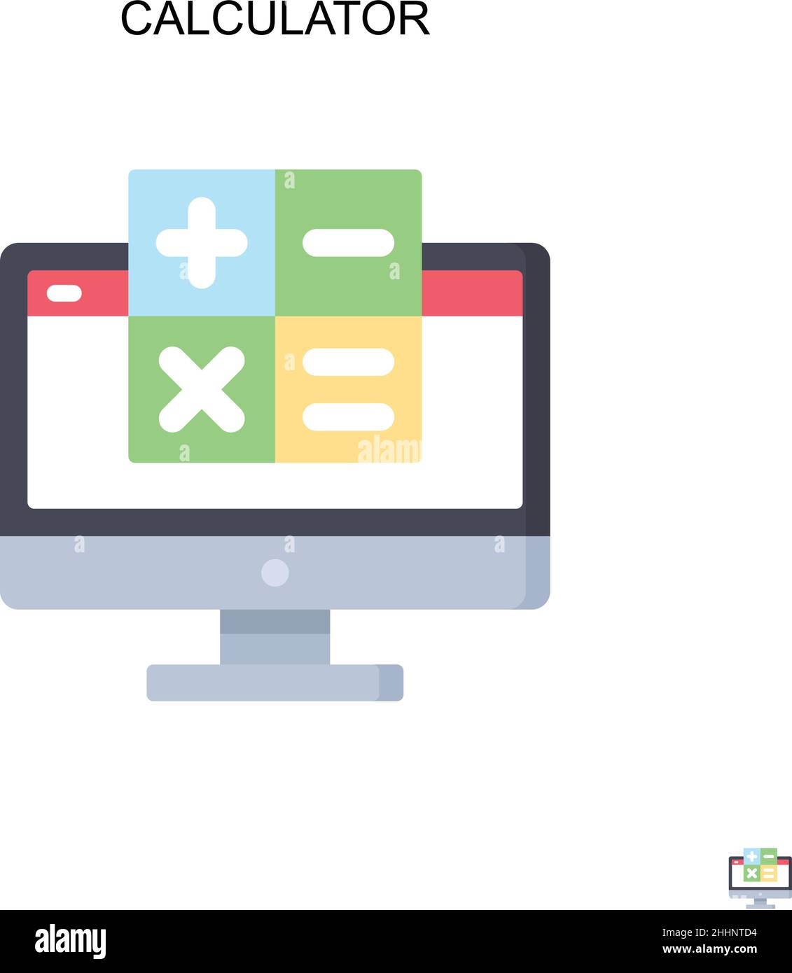 Calcolatrice semplice icona vettoriale.colore perfetto pittogramma moderno su tratto modificabile. Icone della calcolatrice per il vostro progetto aziendale Illustrazione Vettoriale
