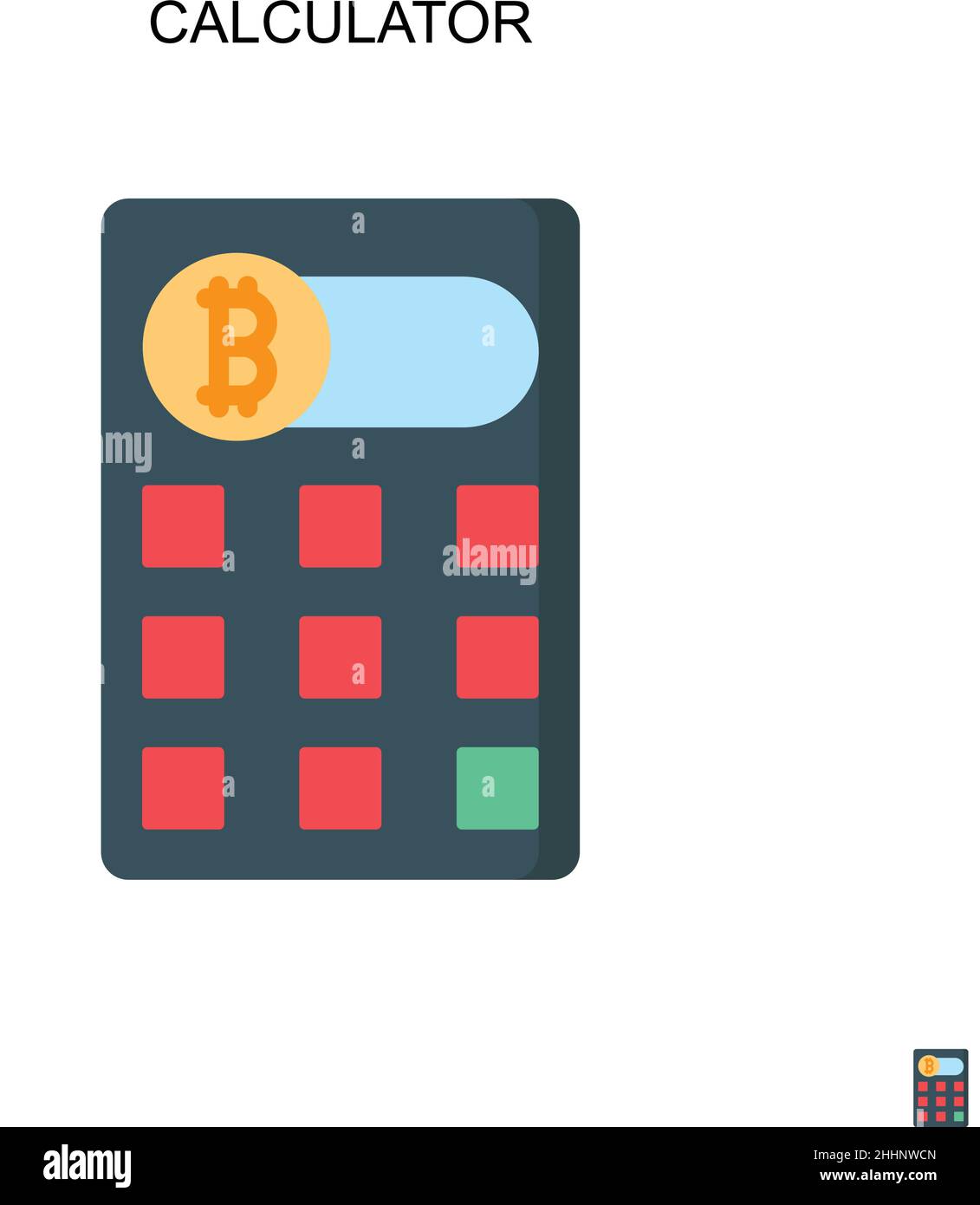 Calcolatrice semplice icona vettoriale.colore perfetto pittogramma moderno su tratto modificabile. Icone della calcolatrice per il vostro progetto aziendale Illustrazione Vettoriale