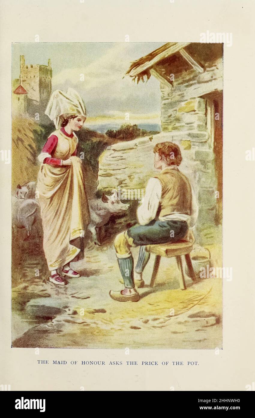 La Maid of Honor chiede il prezzo del piatto da Andersen's Stories per la famiglia, di Hans Christian Andersen, tradotto da Henry William Dulcken, illustrato da Alfred Walter Bayes, inciso da Edward e George Dalziel pubblicato da G. Routledge and Sons a Londra e New York nel 1880 Foto Stock