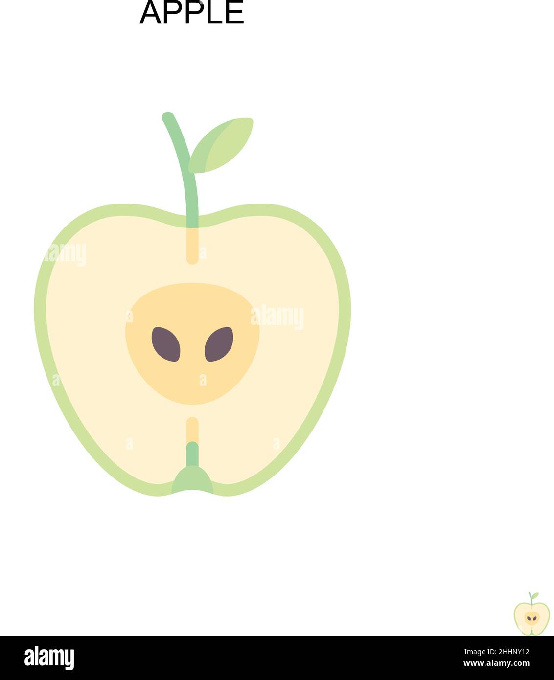 Icona vettoriale semplice di Apple.colore perfetto pittogramma moderno su tratto modificabile. Icone Apple per il tuo progetto aziendale Illustrazione Vettoriale