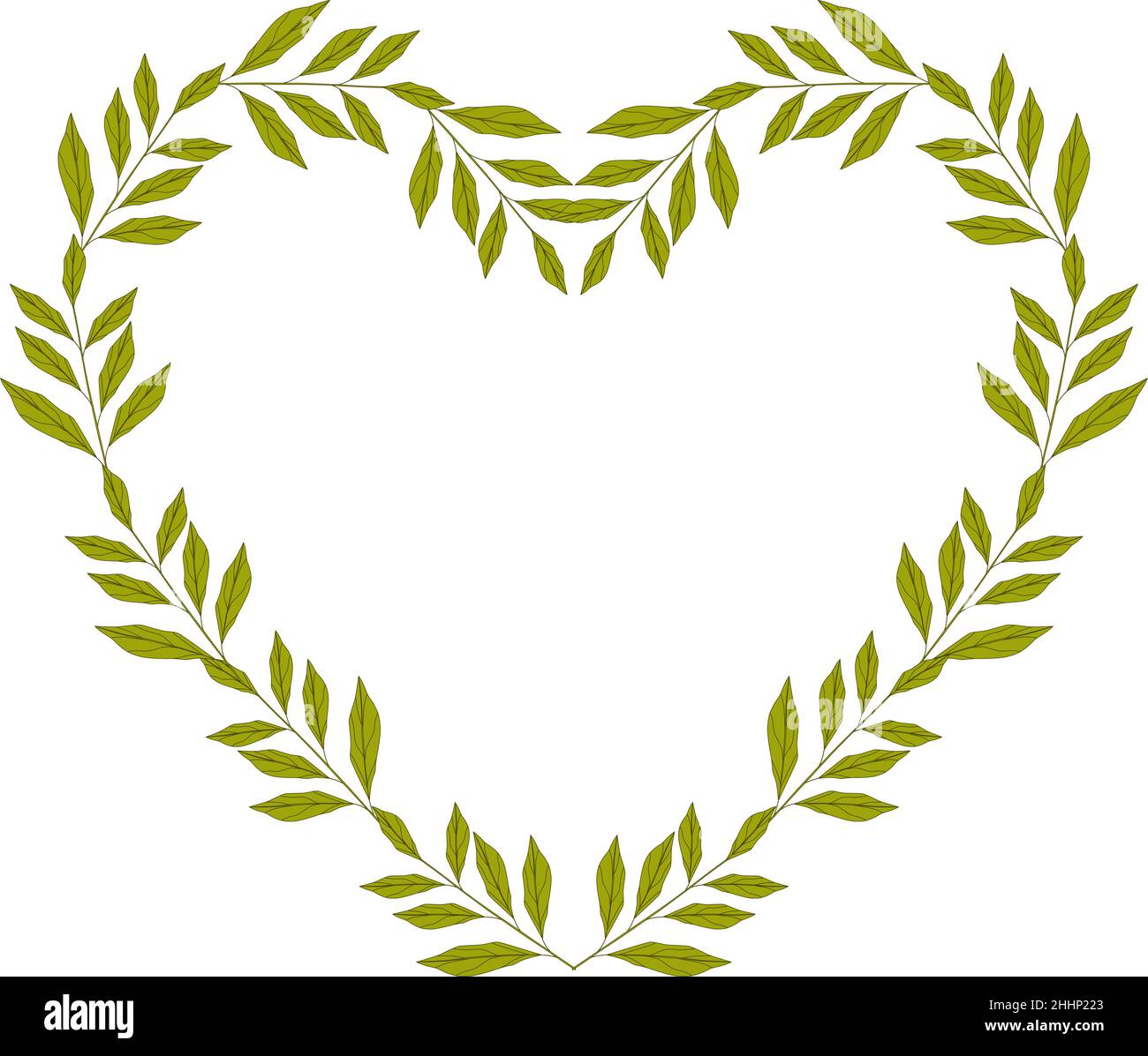 Belle foglie verdi a forma di cuore. Illustrazione Vettoriale