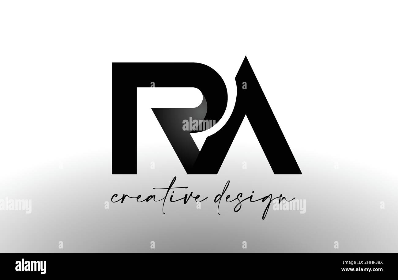 Logo RA Letter Design con elegante look minimalista.RA Icon Vector con design creativo look moderno in bianco e nero Illustrazione vettoriale. Illustrazione Vettoriale