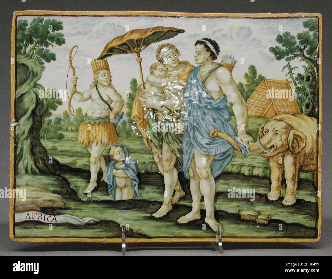 Africa (parte di un insieme) 19th secolo Castelli. Africa (parte di un insieme). Italiano. 19th secolo. Terracotta. Inciso o pubblicato da Frederick de wit (olandese, 1629/30–1706). Ceramica-ceramica Foto Stock