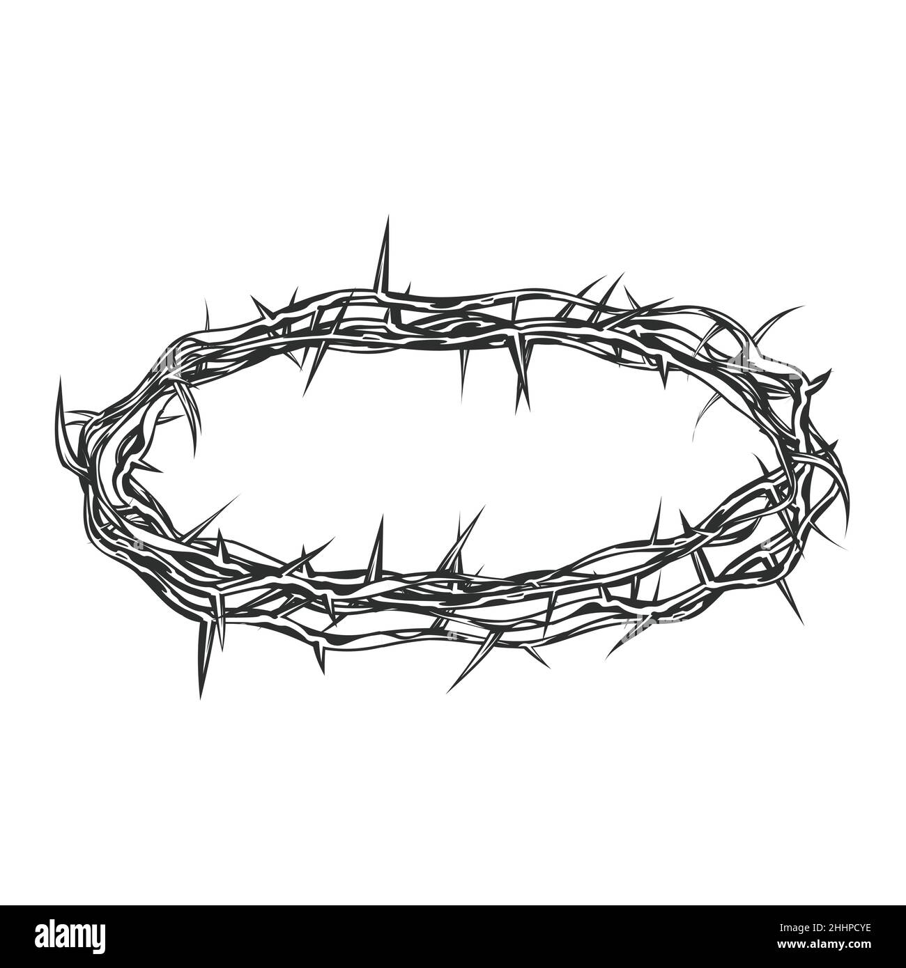 Corona di spine, corona biblica di spine, simbolo di crocifissione, vettore Illustrazione Vettoriale