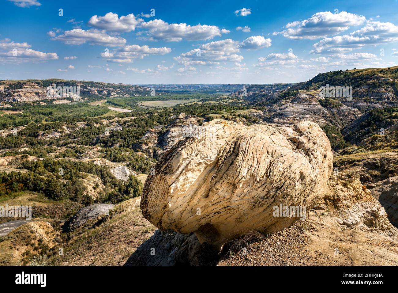 Vista panoramica sul Theodor Roosevelt National Park, North Dakota Foto Stock