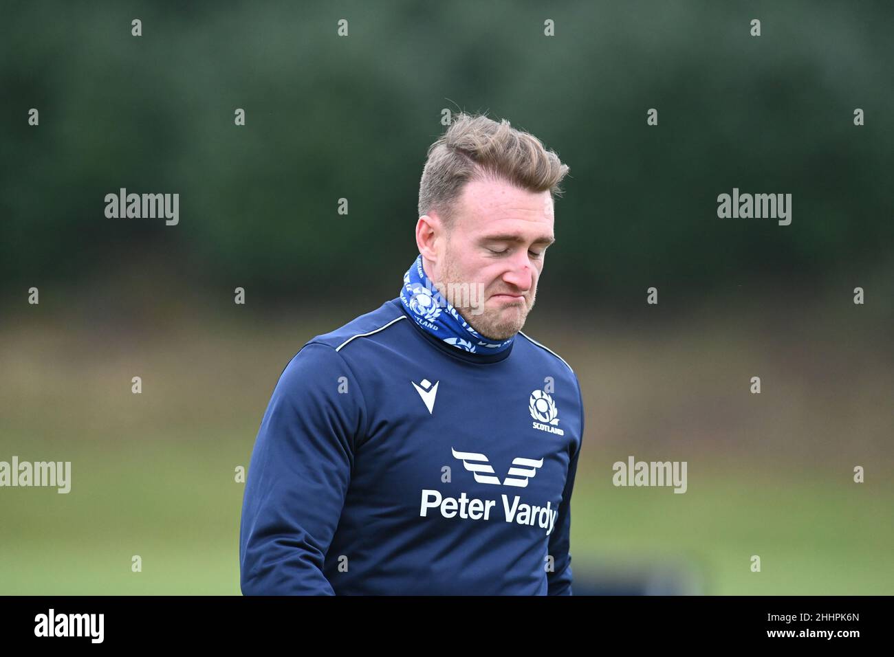 Oriam Sports Centre Edinburgh.Scotland.UK.25th Jan 21 Scotland Rugby Captain Stuart Hogg durante una sessione di allenamento di rugby in Scozia. Credit: eric mccowat/Alamy Live News Foto Stock