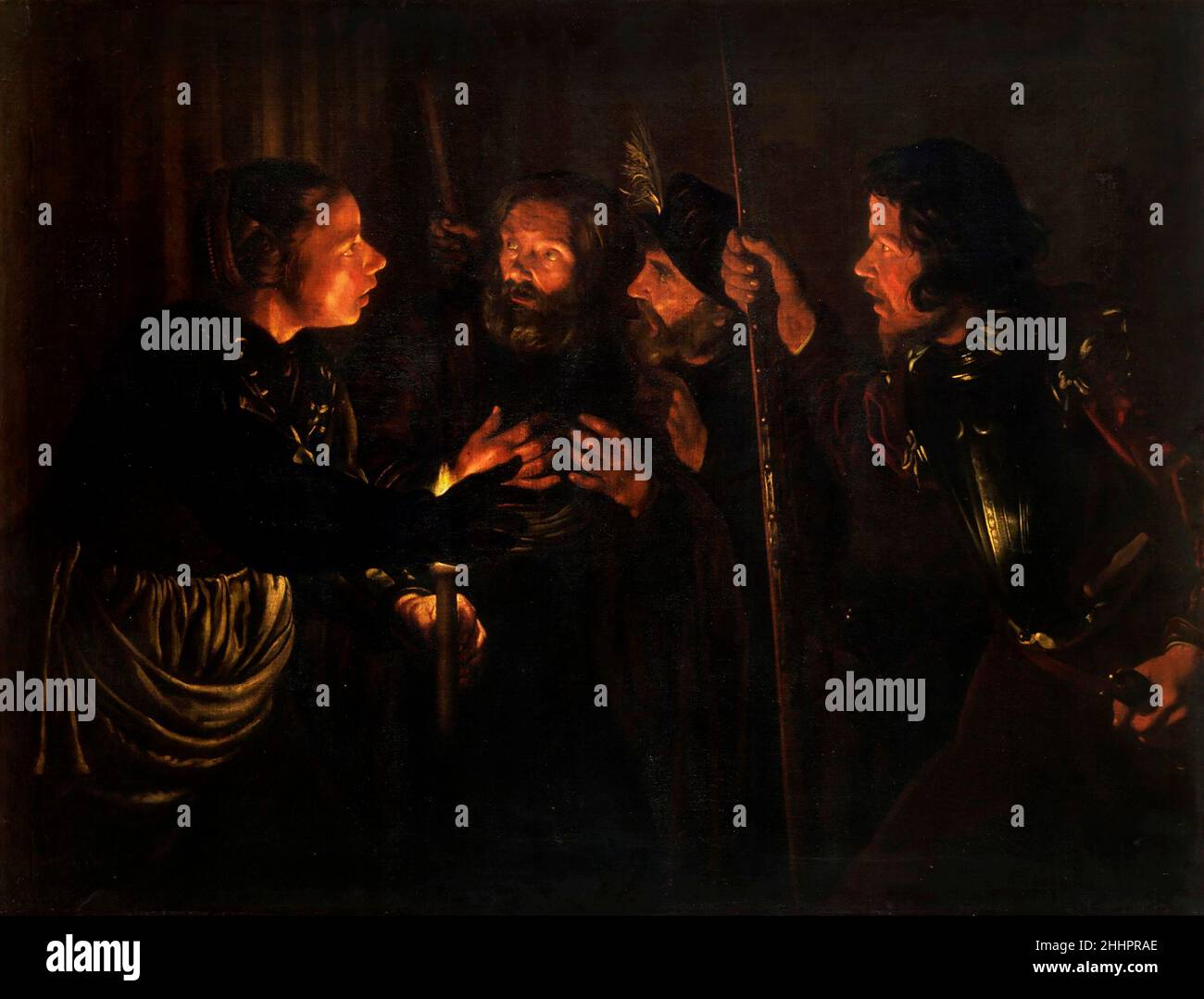 Il Denial di San Pietro dell'artista fiammingo Gerard Zeghers (1591-1651), olio su tela, c.. 1620-24 Foto Stock