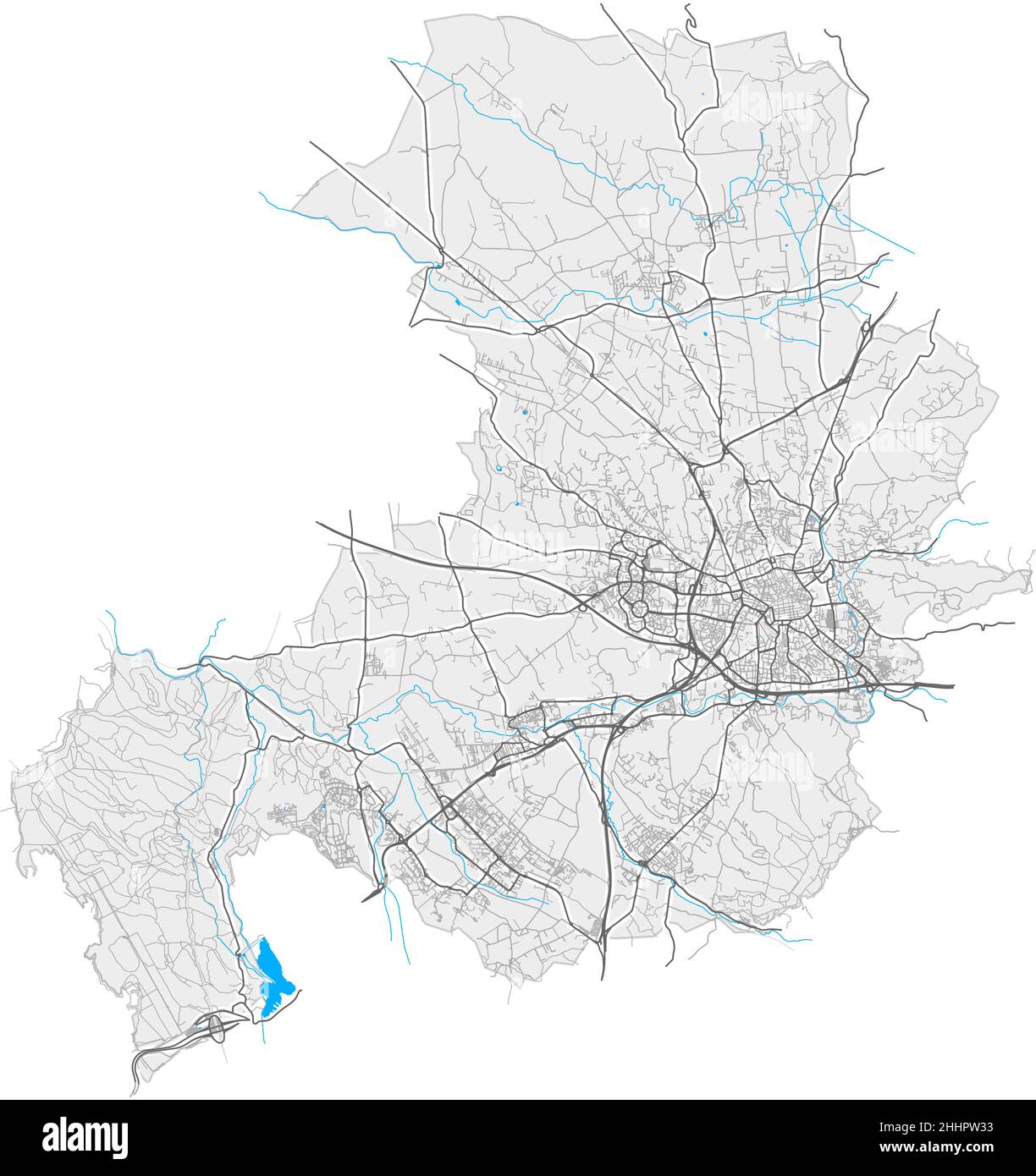 Aix-en-Provence, Bouches-du-Rhône, Francia mappa vettoriale ad alta risoluzione con confini della città e percorsi modificabili. Contorni bianchi per le strade principali. Molti deta Illustrazione Vettoriale