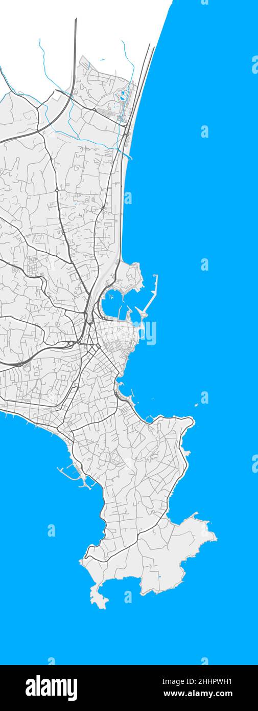 Antibes, Alpes-Maritimes, France mappa vettoriale ad alta risoluzione con confini della città e percorsi modificabili. Contorni bianchi per le strade principali. Molti percorsi dettagliati Illustrazione Vettoriale