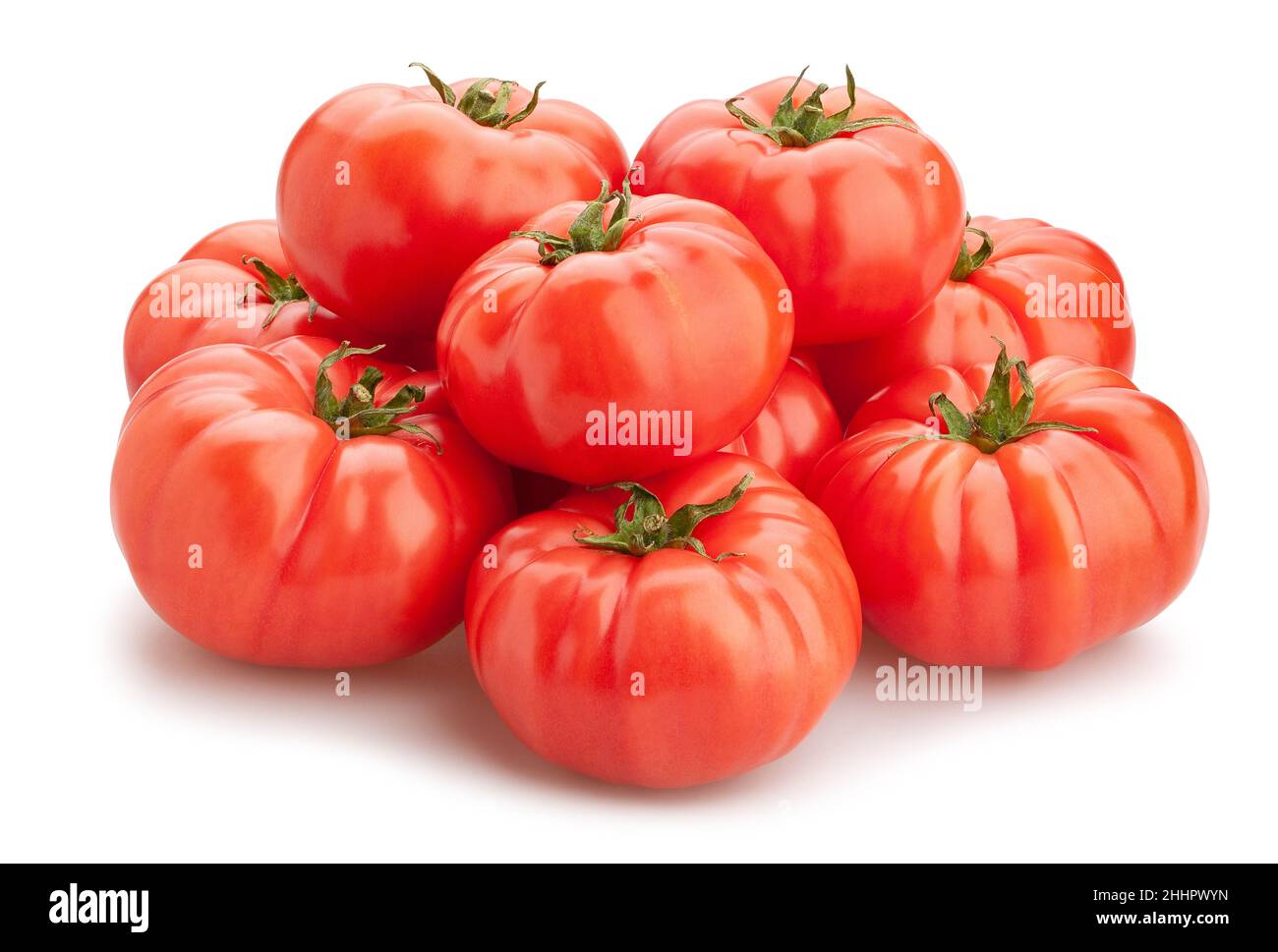 Rosa percorso di pomodoro isolato su bianco Foto Stock