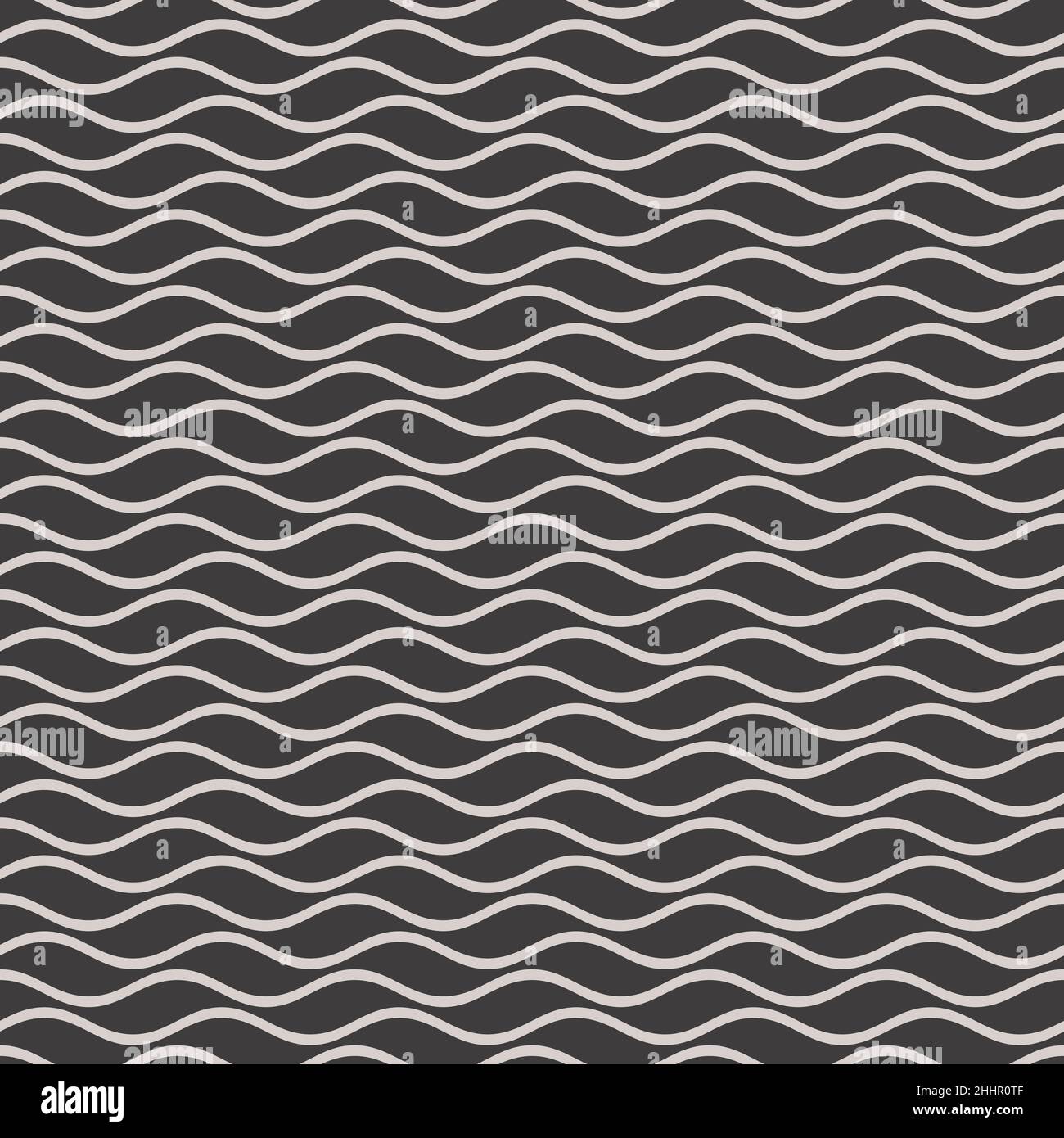 Linee ondulate sfondo senza giunture in bianco e nero. Modello vettoriale a tessere. Illustrazione Vettoriale