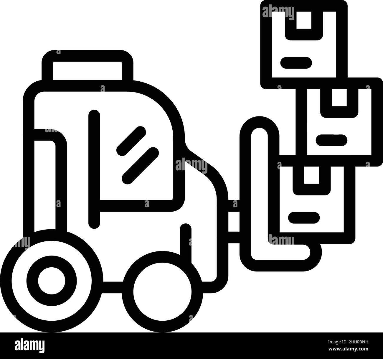 Memorizzare il vettore di contorno dell'icona del carrello elevatore. Controllo digitale. Sistema informatico Illustrazione Vettoriale