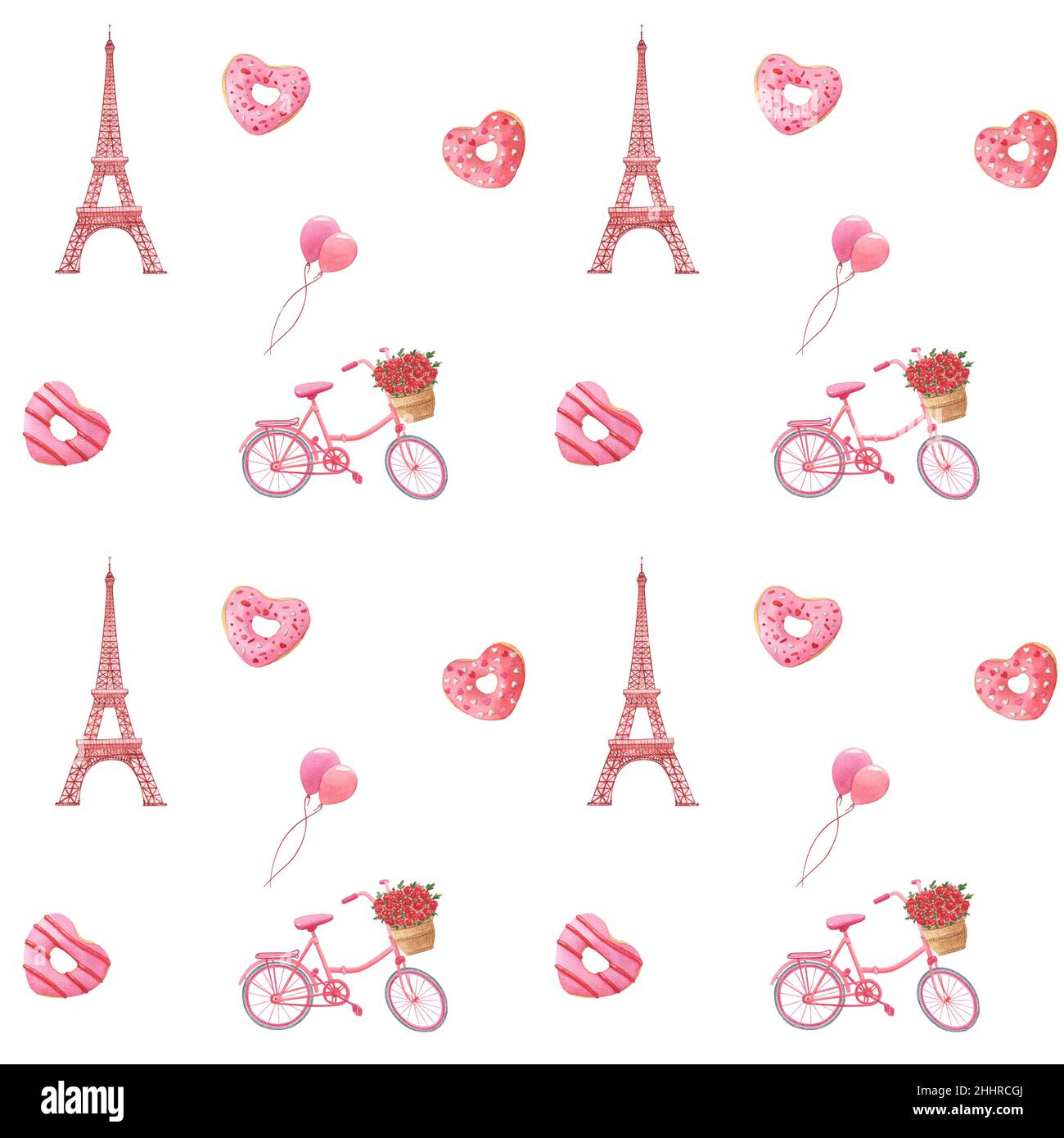 San Valentino disegno a mano acquerello modello Foto Stock