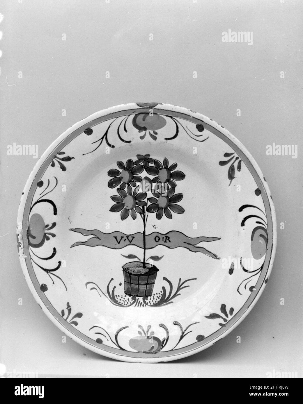 Piastra 1700–1800 olandese. Piastra. Olandese. 1700–1800. Terracotta. Fabbricato a Delft, Olanda del Sud, Paesi Bassi Foto Stock