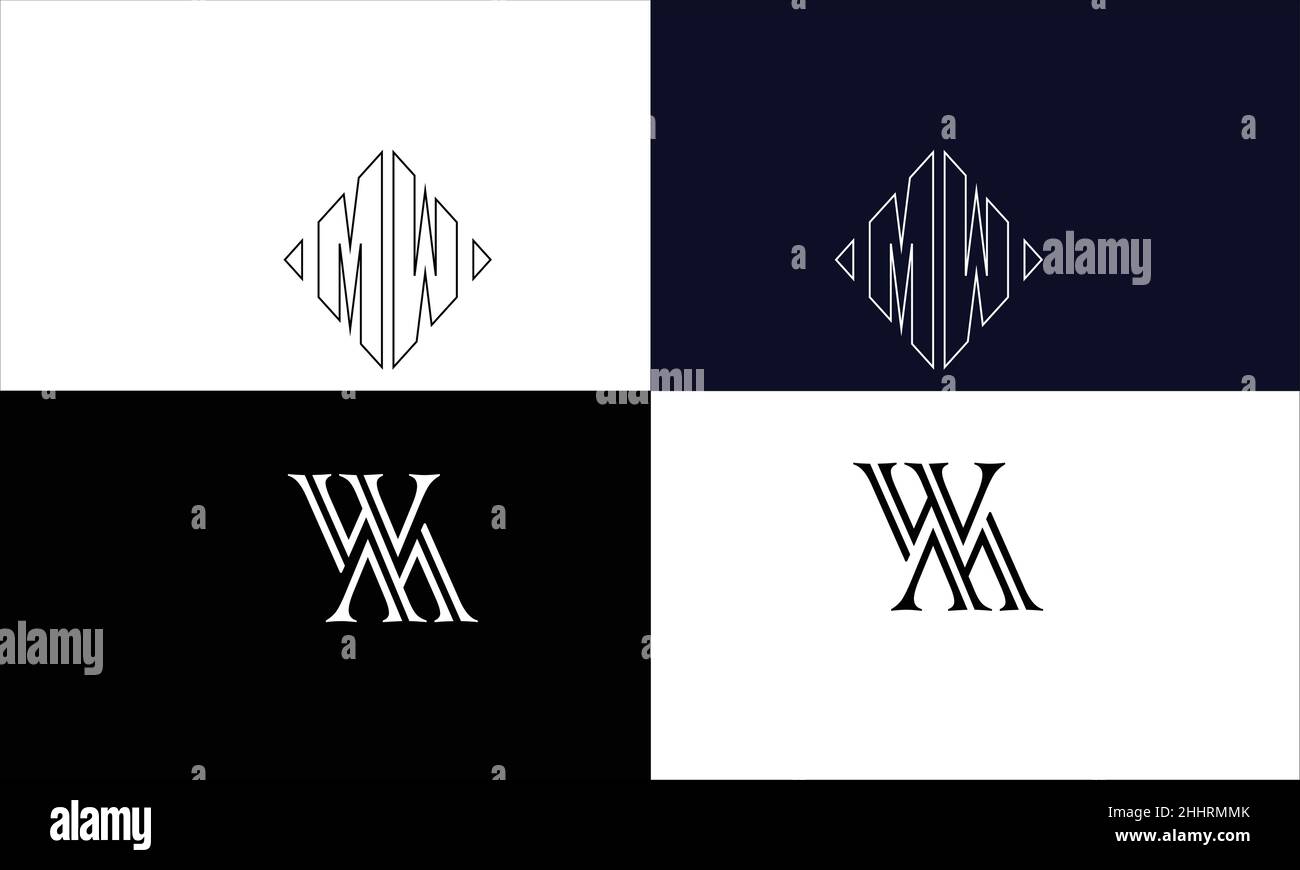 MW, WM Abstract Letters Logo MONOGRAMMA Illustrazione Vettoriale