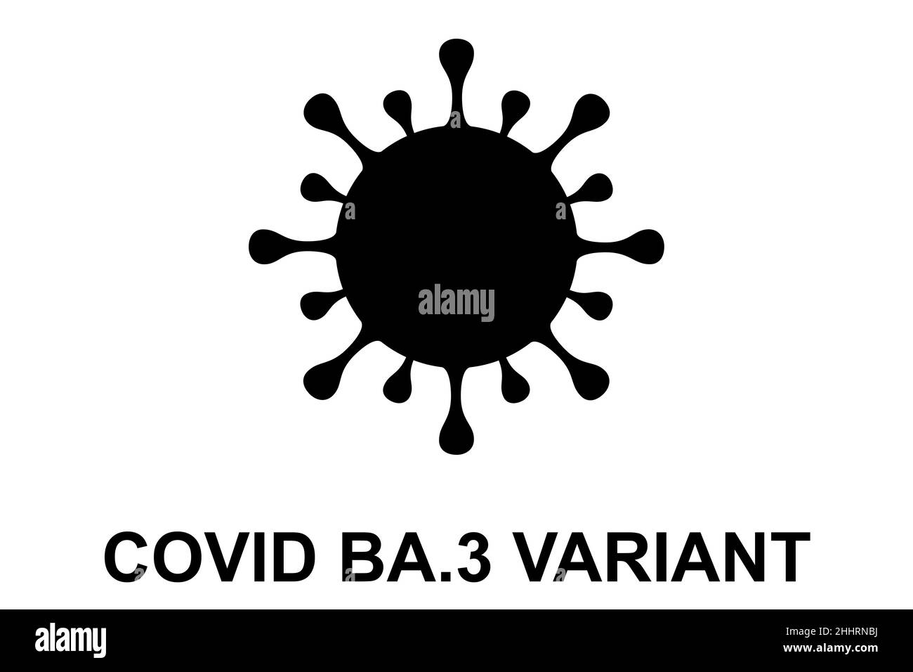 BA.3. Nuova variante del coronavirus SARS-COV-2. Subvariante di Omicron. Design orizzontale. Design antivirus e testo nero. Foto Stock