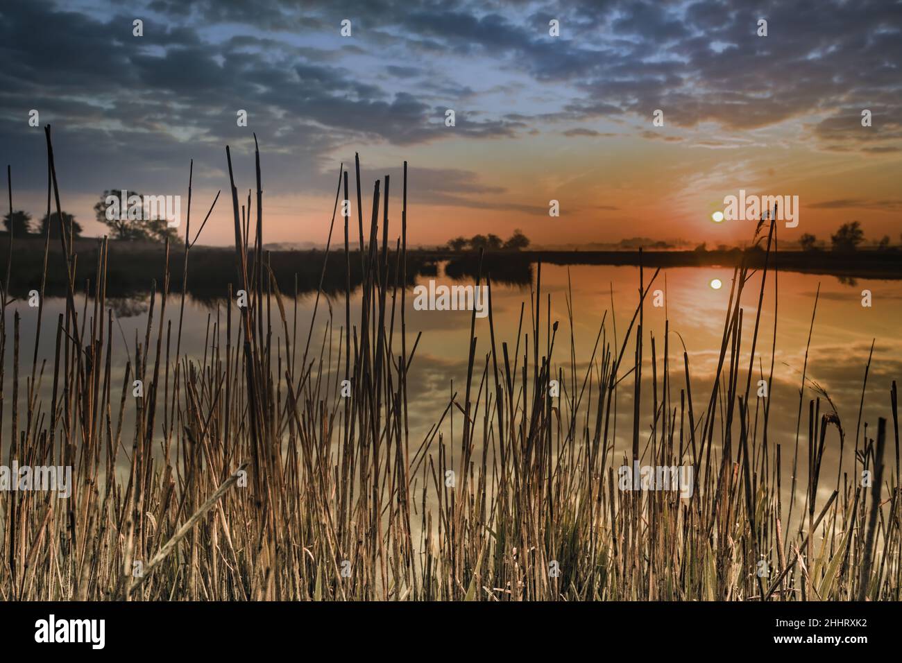 Baie de Somme , marais en fond de baie, la vallée de la Somme Foto Stock