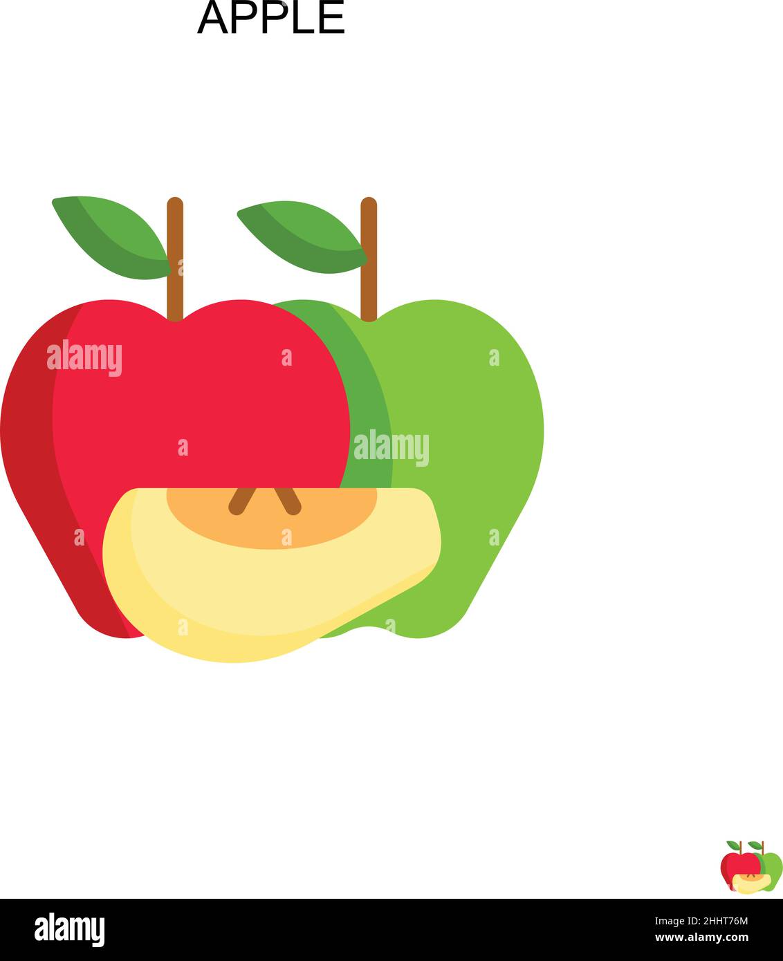 Icona vettoriale semplice di Apple.colore perfetto pittogramma moderno su tratto modificabile. Icone Apple per il tuo progetto aziendale Illustrazione Vettoriale