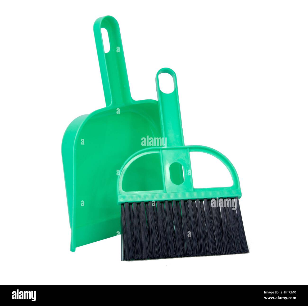 paletta verde per paletta e spazzola isolate sul bianco Foto Stock