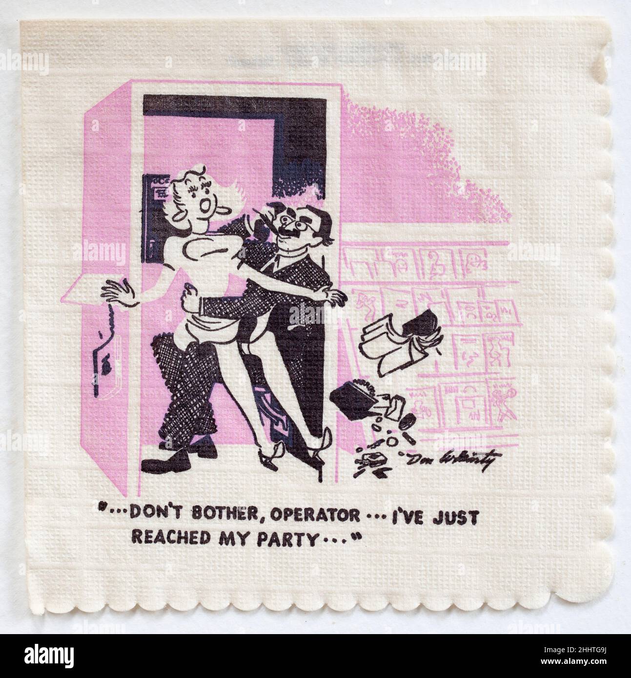 Tovagliolo da cocktail Groucho Marx Joke Cartoon Foto Stock