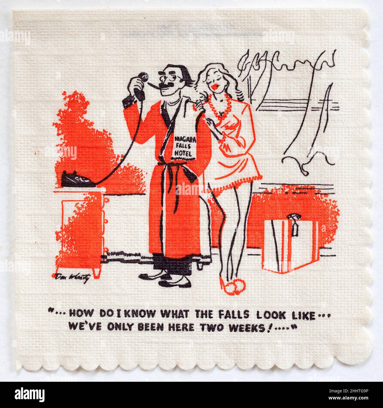 Tovagliolo da cocktail Groucho Marx Joke Cartoon Foto Stock