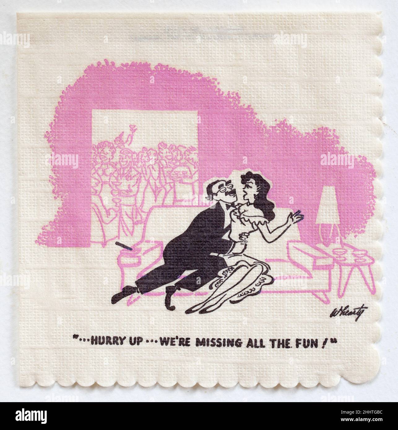 Tovagliolo da cocktail Groucho Marx Joke Cartoon Foto Stock