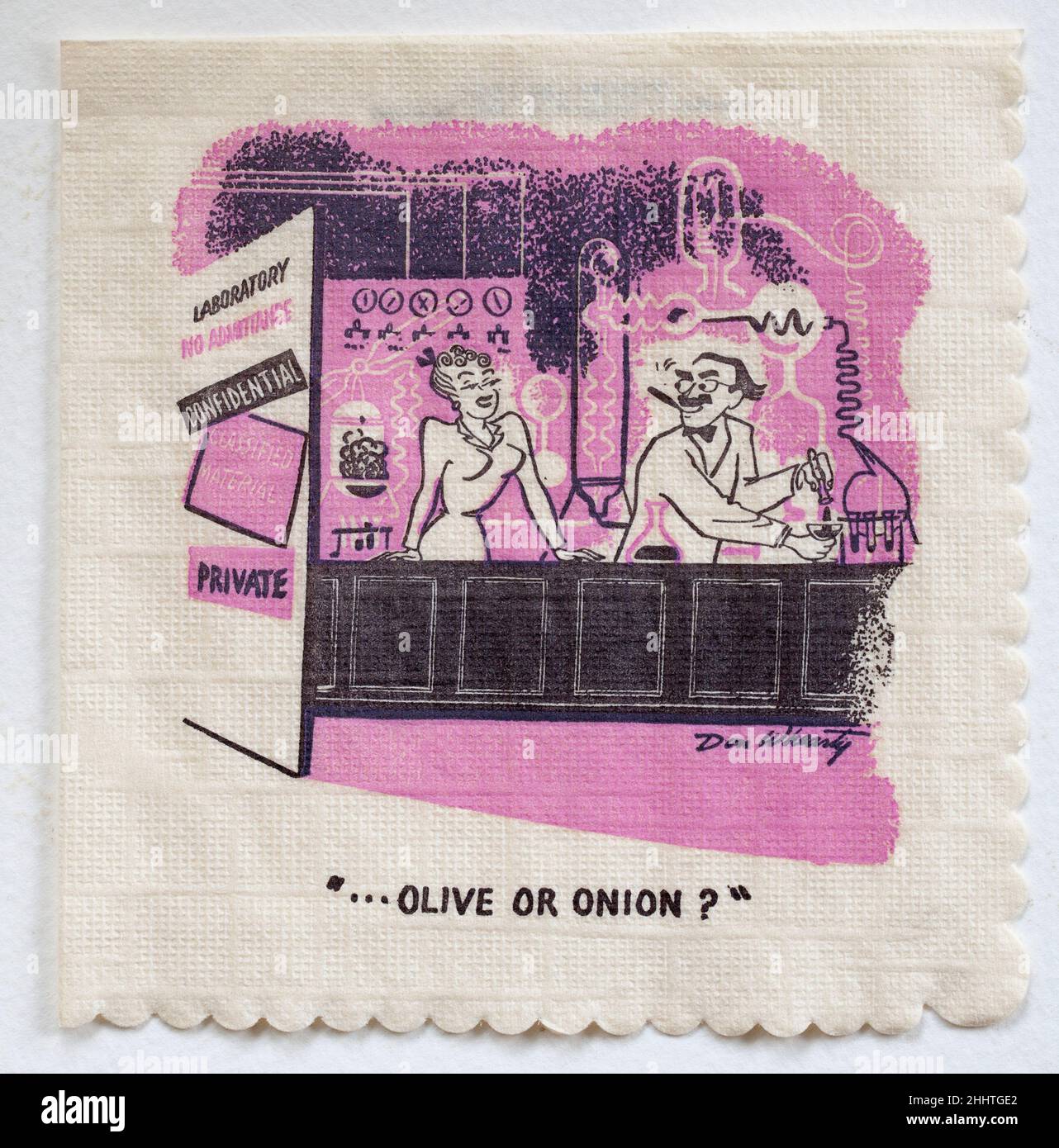 Tovagliolo da cocktail Groucho Marx Joke Cartoon Foto Stock