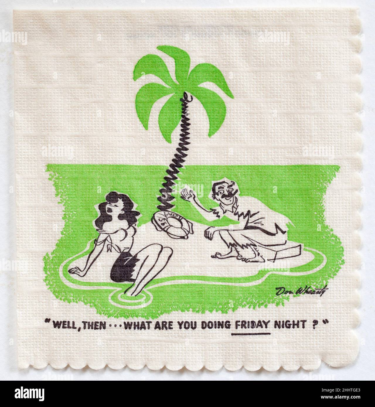 Tovagliolo da cocktail Groucho Marx Joke Cartoon Foto Stock